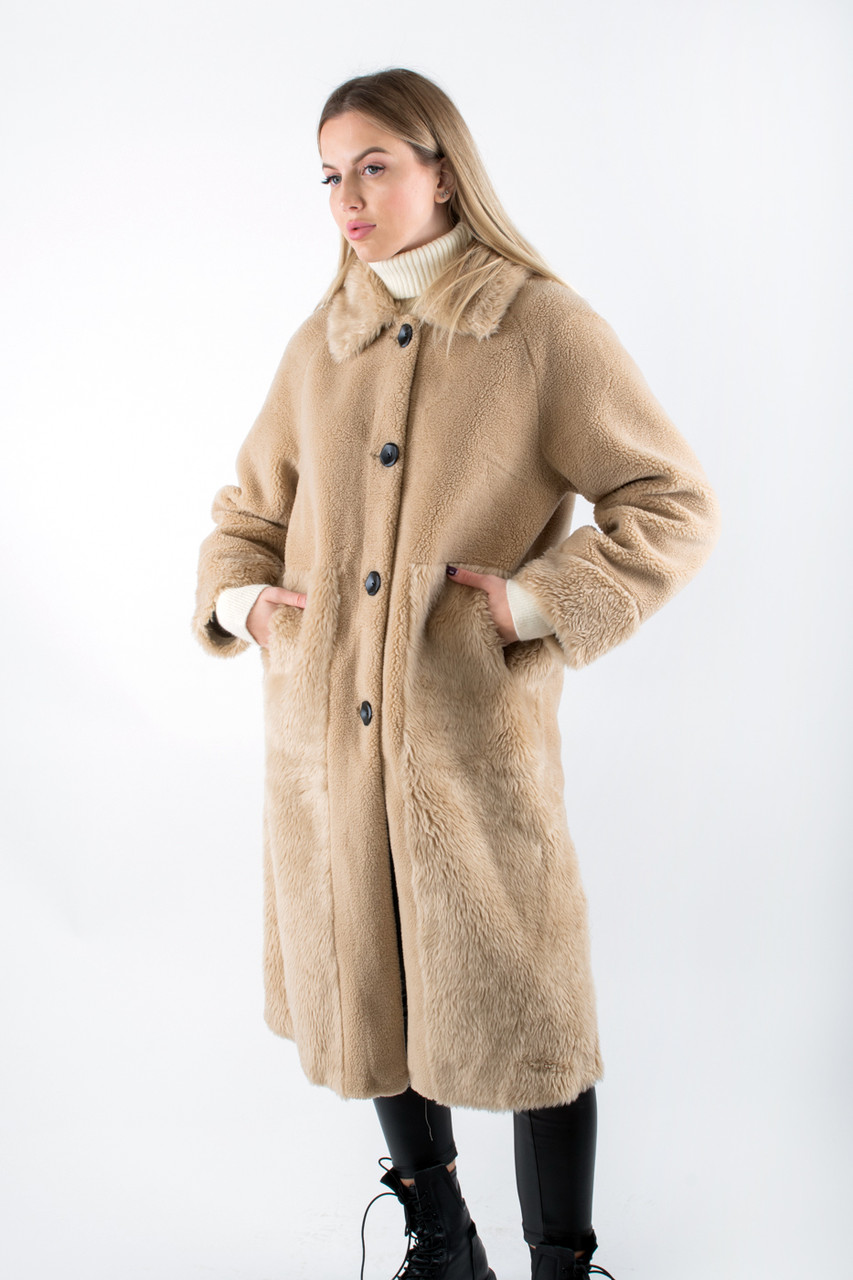 Шуба з еко-хутра світло-бежева 957 (2000000138503), фото 1