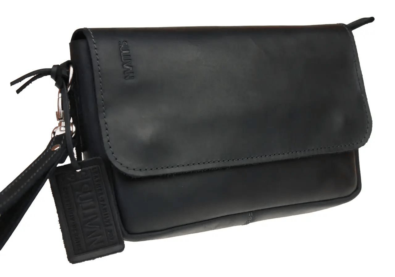 Чоловічий шкіряний клатч барсетка на руку Чорний