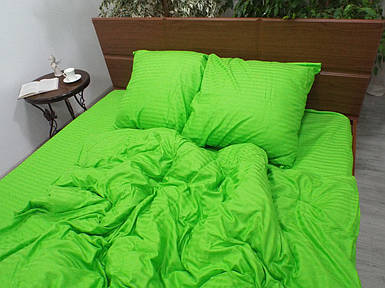 Постільна білизна сатин страйп Зелене яблуко Двоспальний
