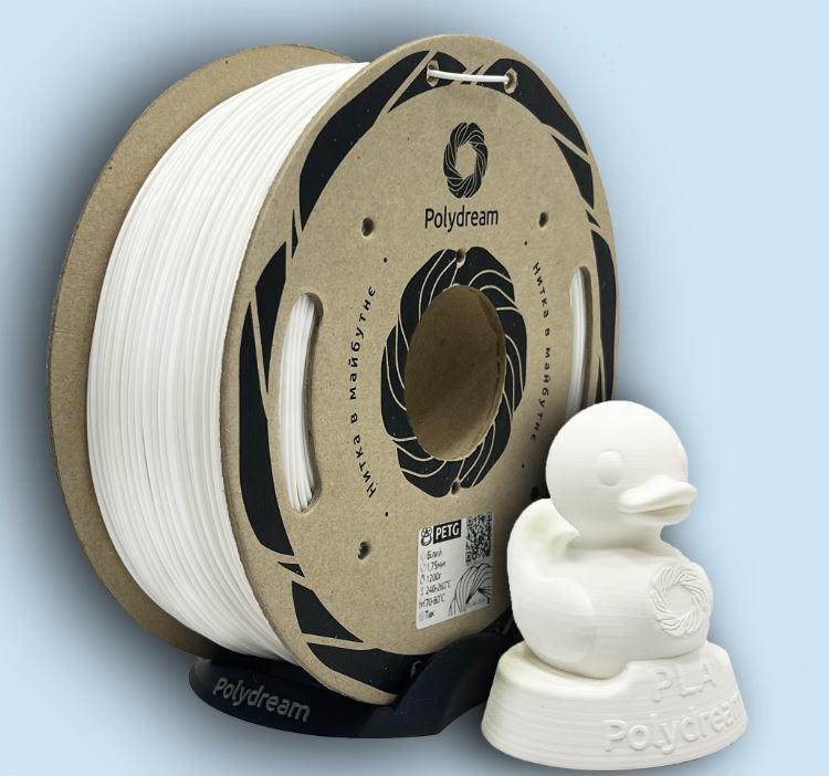 Polydream, PLA (ПЛА) пластик для 3D-друку / Білий 1,2 кг, фото 1