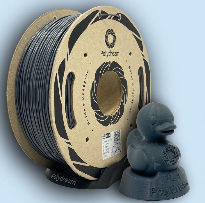 Polydream, PLA (ПЛА) пластик для 3D-друку / Графітовий сірий 1,2 кг, фото 1