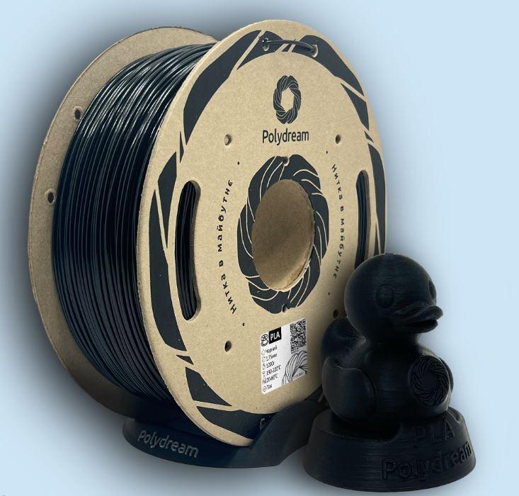 Polydream, PLA (ПЛА) пластик для 3D-друку / Чорний, 1,2 кг, фото 1