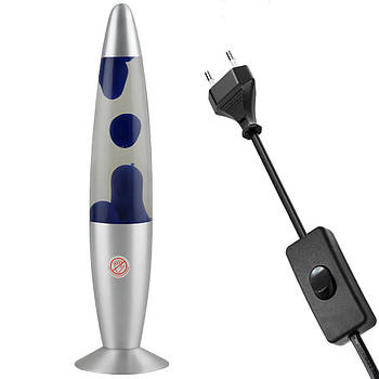 Нічник-світильник Лавова лампа 37см, 25Вт, від 220В, Синій / Настільна лава лампа / Воскова лампа