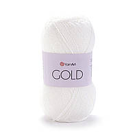 YarnArt GOLD (Голд) № 9362 білий з білим люрексом (Пряжа акрилова з люрексом, нитки для в'язання)