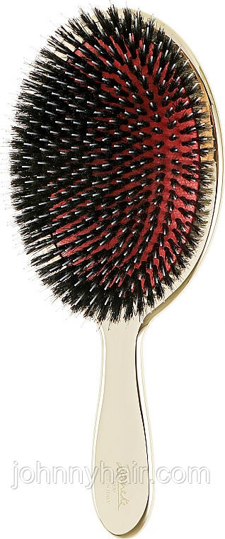 Щітка JANEKE Gold Hairbrush з натуральною щетиною кабана та нейлоном L, фото 1