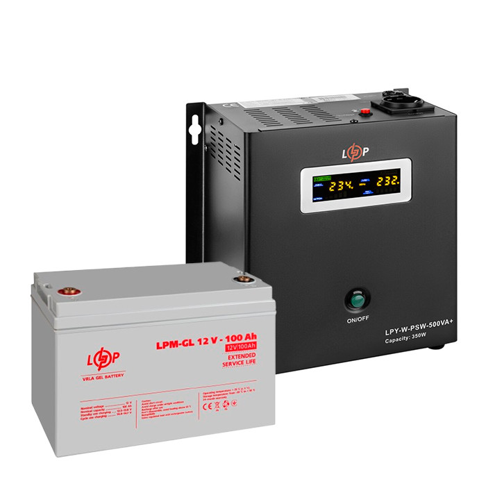 Комплект резервного живлення LogicPower ДБЖ 12V LPY-W-PSW-500VA з гелевим акумулятором LPM-GL 12V - 100 Ah