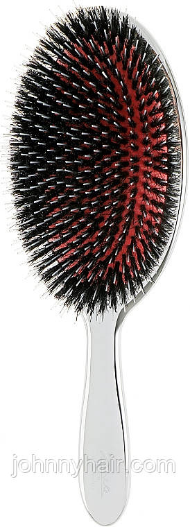 Щітка JANEKE Silver Hairbrush з натуральною щетиною кабана та нейлоном L, фото 1