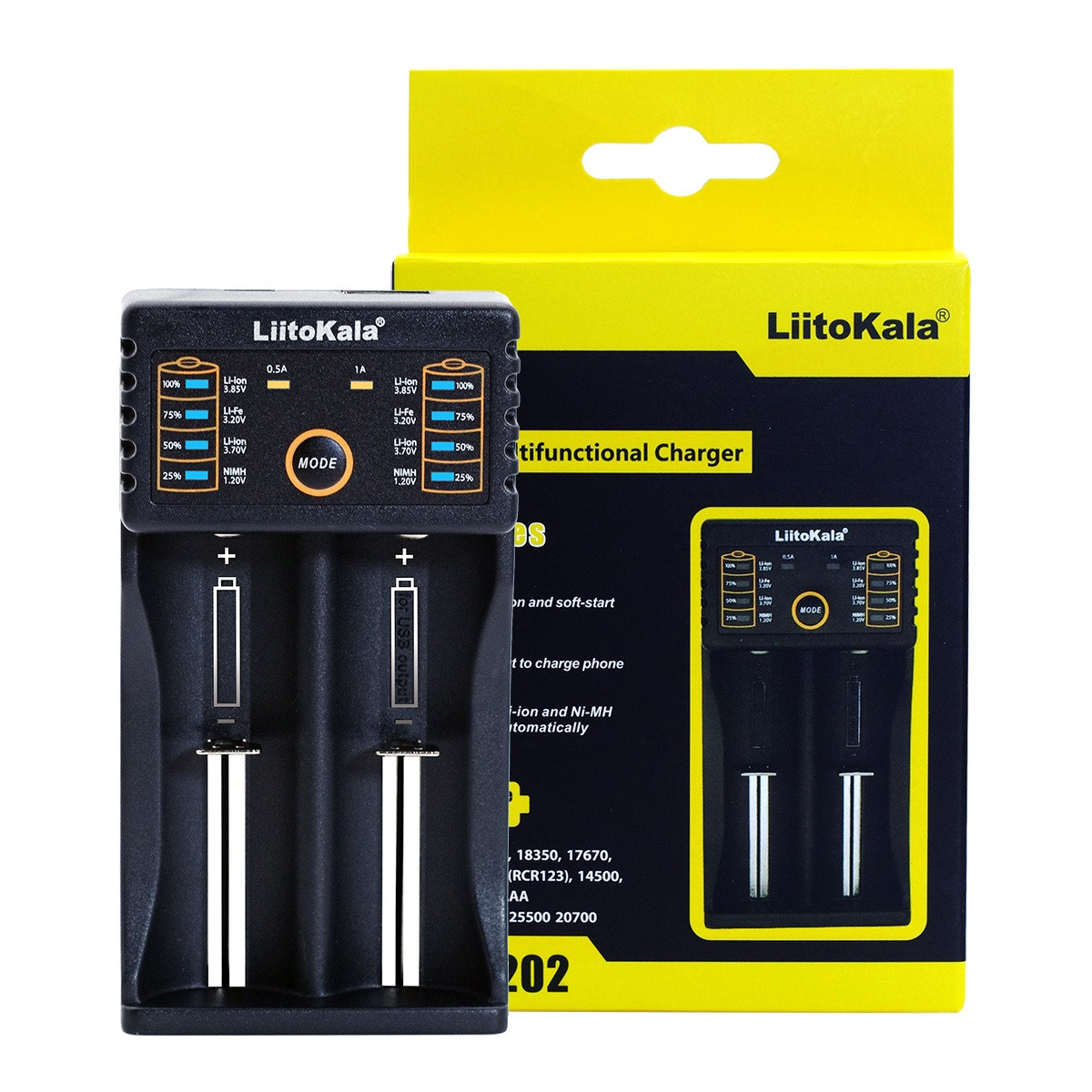 Зарядний пристрій для акумуляторів Liitokala Lii-202 + Power Bank (Ni-Mh, Li-ion, LiFePO4, Ni-Cd), фото 1