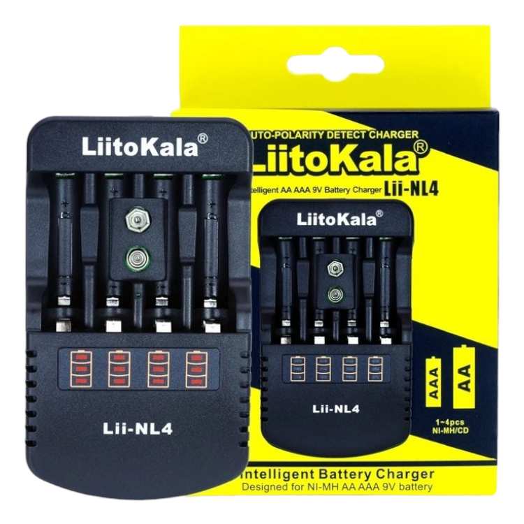 Універсальний зарядний пристрій Liitokala Lii-NL4 (6LF22/АА, ААА) 220V/12V/LED