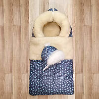 Зимовий коричневий конверт-чохол на хутрі у коляску та санки (3 в 1)