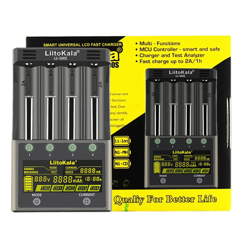 Зарядний пристрій для акумуляторів Liitokala Lii-500S на 4 канали + розряд / перевірка ємності (Ni-Mh, Li-ion,, фото 1