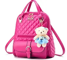 Стильний рюкзак з брелком Ведмедик для школи, фото 3