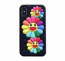 Силіконовий чохол для iPhone XR - Ромашки, Чорний