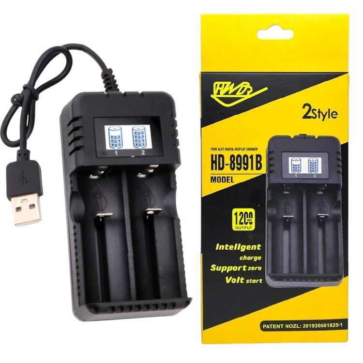 Універсальний зарядний пристрій HD-8991B РК (2x14500/16340/18650/26650) USB