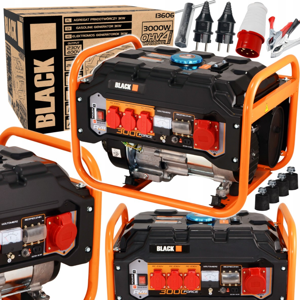 Бензиновий генератор Black Tools 13606 220 / 380 В 2,8 кВт 7HP 212см³