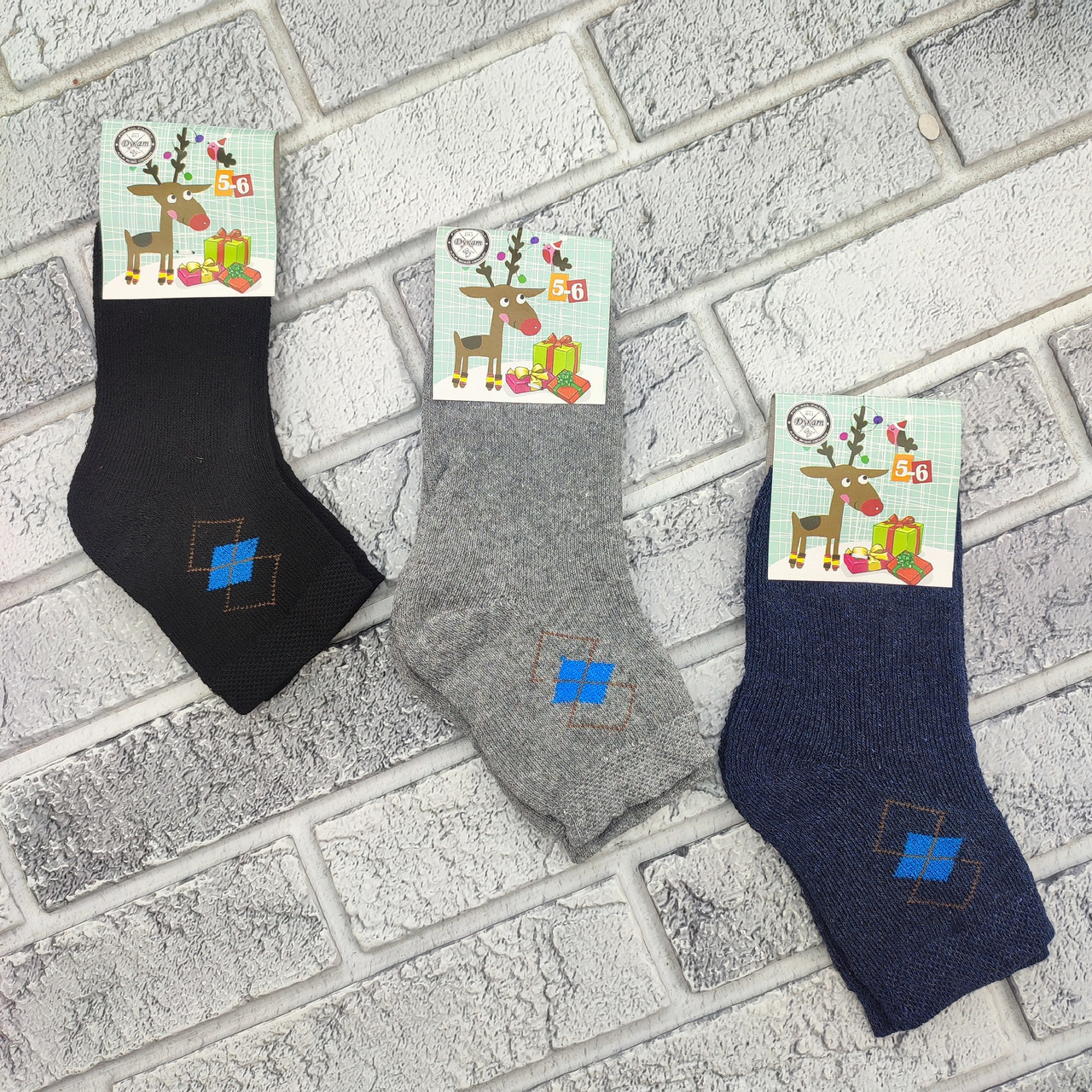 Шкарпетки дитячі середні зимові з махрою р.5-6 років ромб асорті ДУКАТ 30039236, фото 1