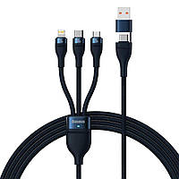 Кабель Baseus Flash Series Ⅱ Two-for-three Charging Cable U+C to M+L+C 100W 1.2m Blue