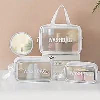 Набор из 3 прозрачных дорожных сумок водонепроницаемые косметички большой вместимости для путешествий