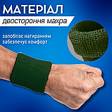 Спортивний напульсник на руку на зап'ястя для тренувань 1 шт бігу махровий Темно-зелений (BC-2963), фото 3