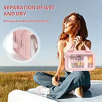 Велика водонепроникна косметичка з подвійним шаром організації та ручкою на блискавці - Ідеальна для подорожей