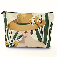 Поліестерна косметичка в стилі кежуал з квітковим принтом та застібкою-блискавкою міцний органайзер