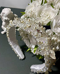 Обруч нареченої ручної роботи в айворі кольору