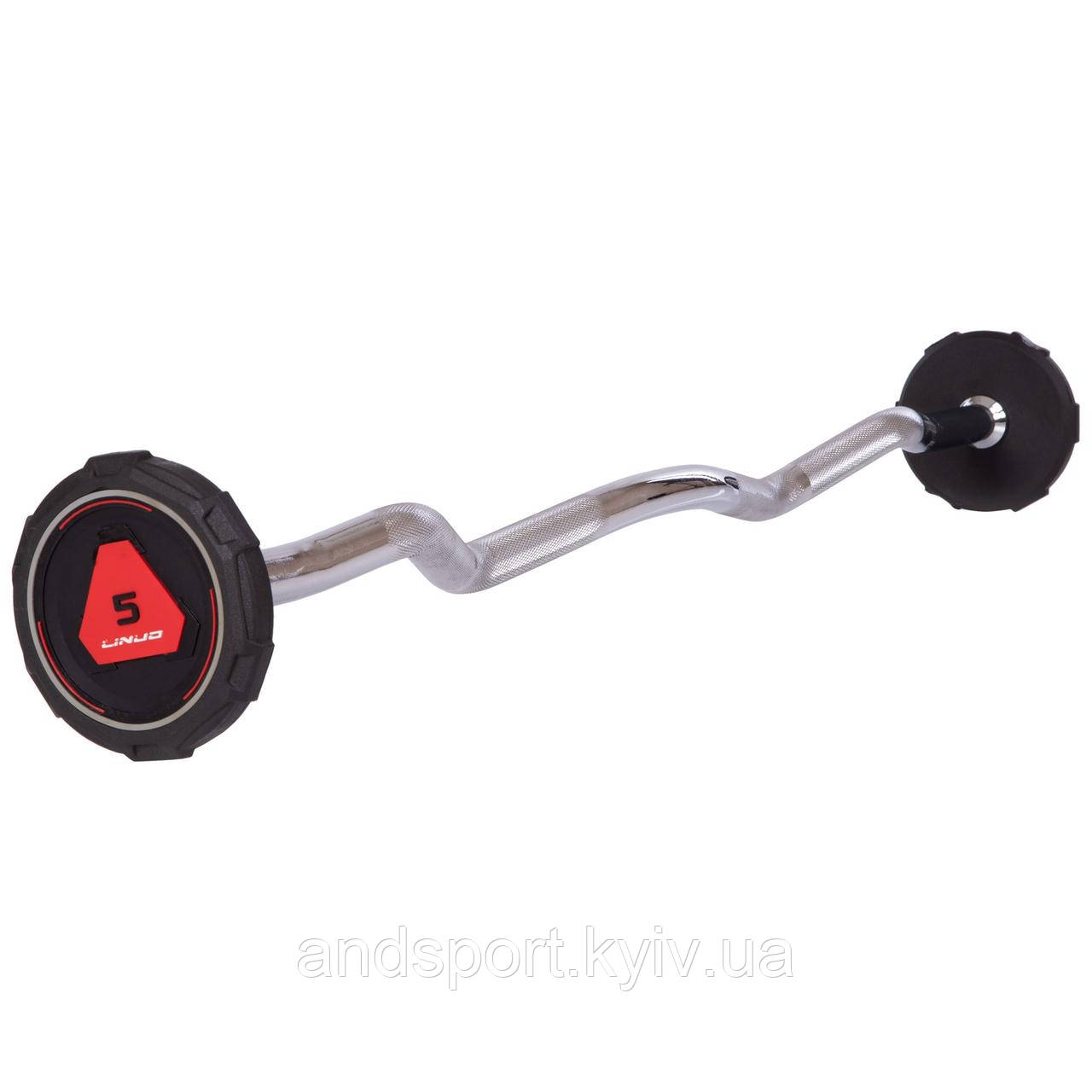 Штанга фіксована вигнута поліуретанова LI NUO TA-3622-5 довжина-106см 5кг Код TA-3623-5