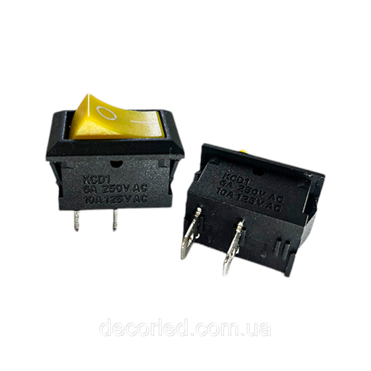 Перемикач KCD1 (6A 250V) жовтий без підсвічування, фото 1