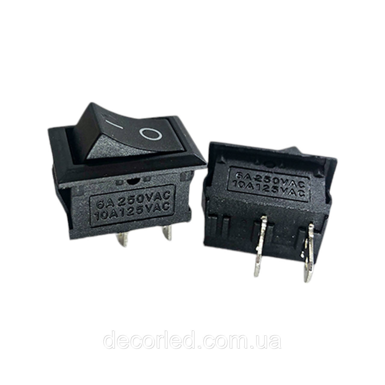 Перемикач KCD1 (6A 250V) чорний без підсвічування, фото 1