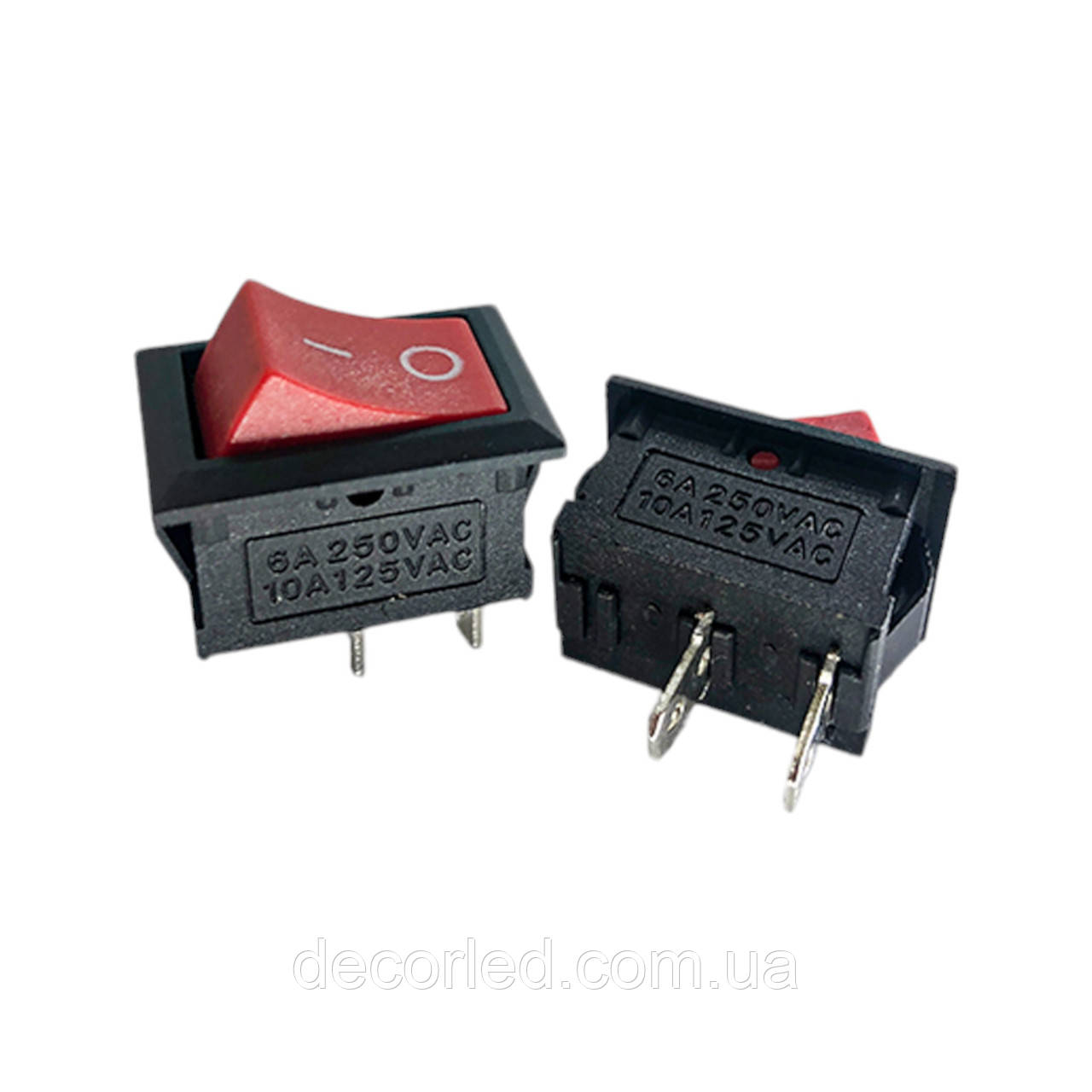 Перемикач KCD1 (6A 250V) червоний без підсвічування, фото 1