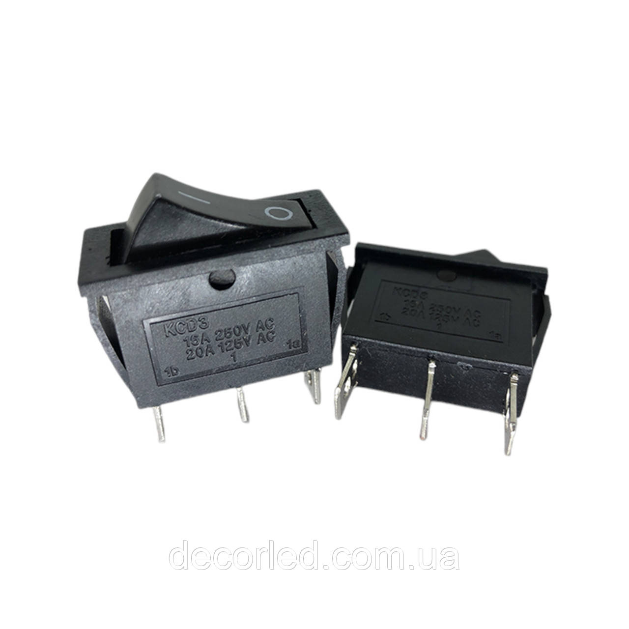 Перемикач KCD3 (15A 250V) чорний без підсвічування, фото 1