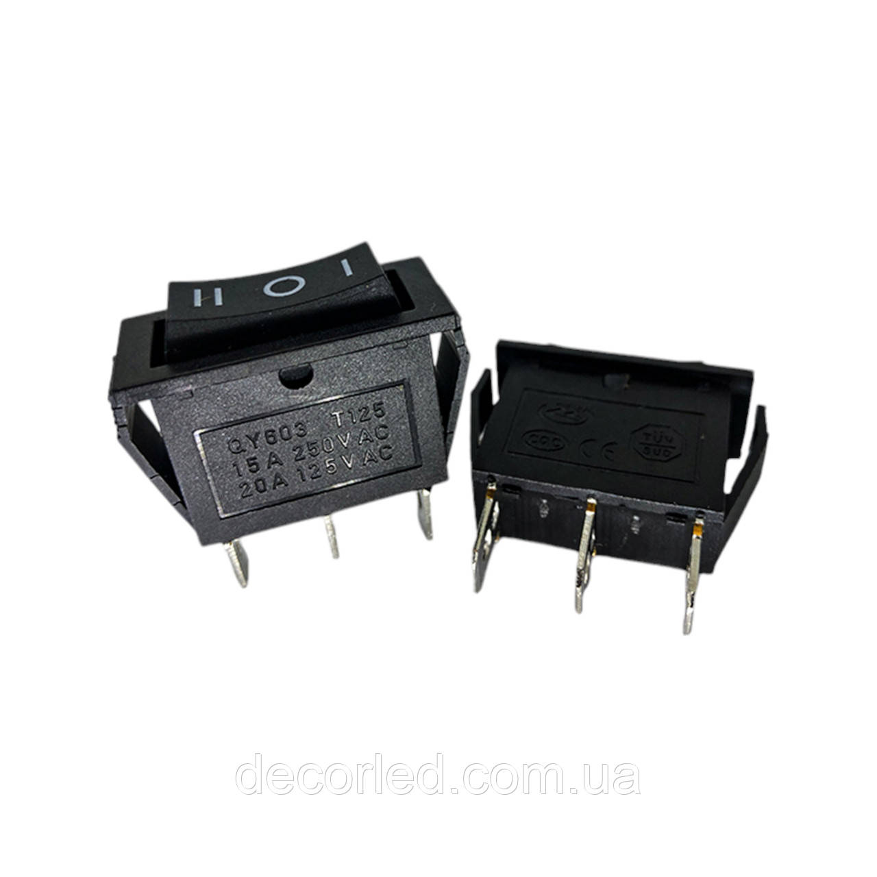 Перемикач QY603 (15A 250V) чорний без підсвічування, фото 1