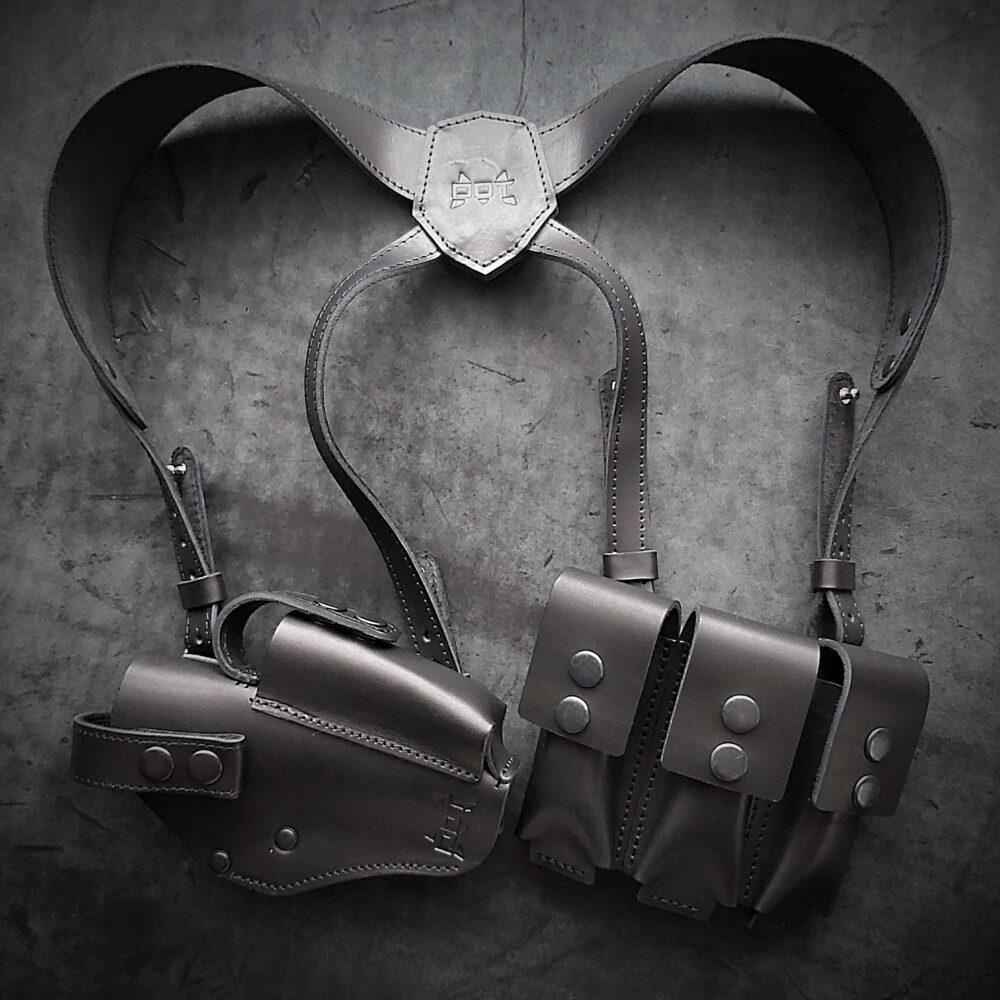 Кобура оперативна ТТ із натуральної шкіри BLACK (з підсумками під магазини)