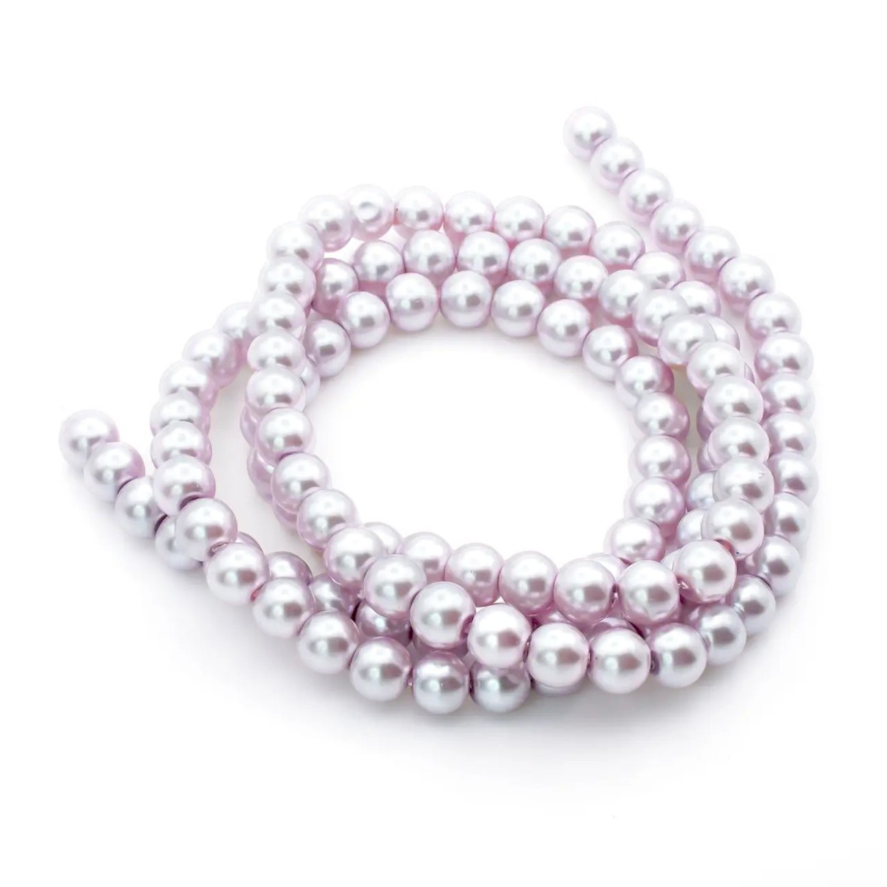 Намистини скло під перли Куля 10 мм ±90 шт. 80 см Сіро-бузковий, фото 1