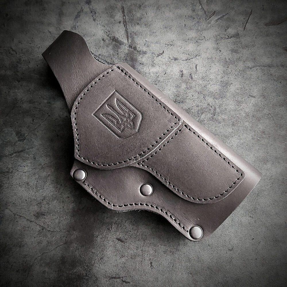 Кобура Пеламе поясна ARMA для GLOCK 17 з натуральної шкіри BLACK (з Тризубом)