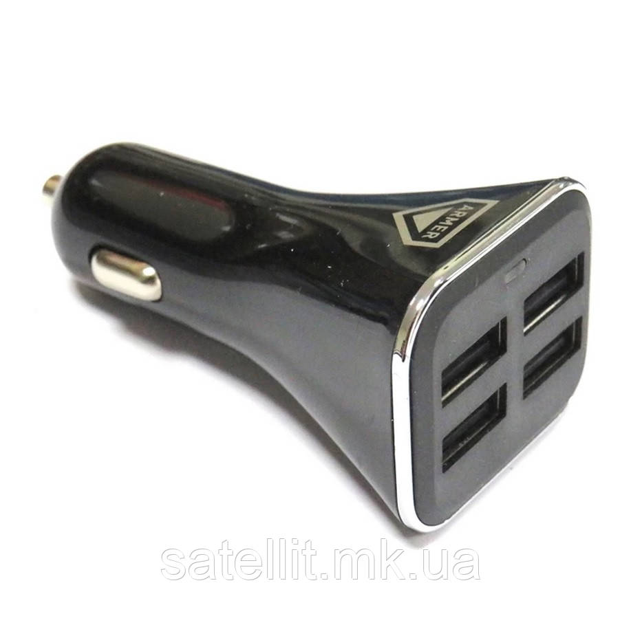Зарядний пристрій автомобільний 4USB (12/24V — 5V 4,8 A), чорний ARMER, ARM-AZ01, фото 1