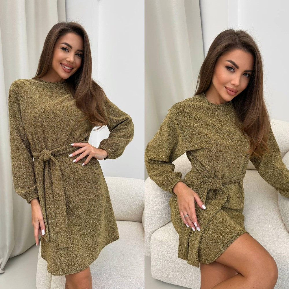 Люрексове плаття з поясом, фото 1