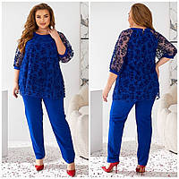 Женский красивый брючный костюм больших размеров, красивая блуза и брюки Р50-52,54-56,58-60 Женские костюмы