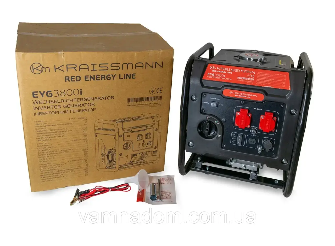Інверторний бензиновий генератор KRAISSMANN EYG3800i RED ENERGY LINE (3,3 кВт)