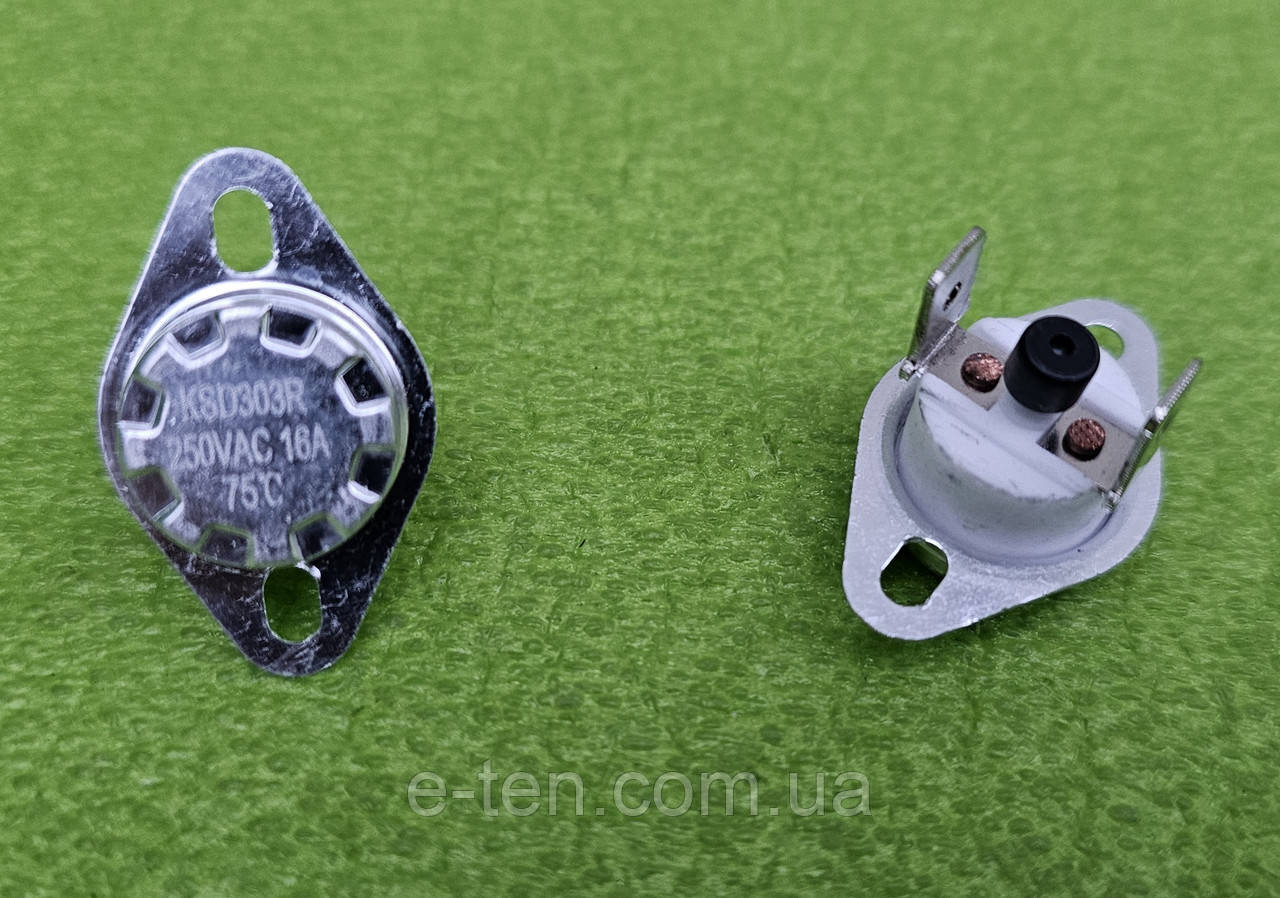 Термостат-відсікач захисний KSD303R (з кнопкою) / Траб=75°С / 16А / 250V до водонагрівачів, бойлерів, електрокотлів
