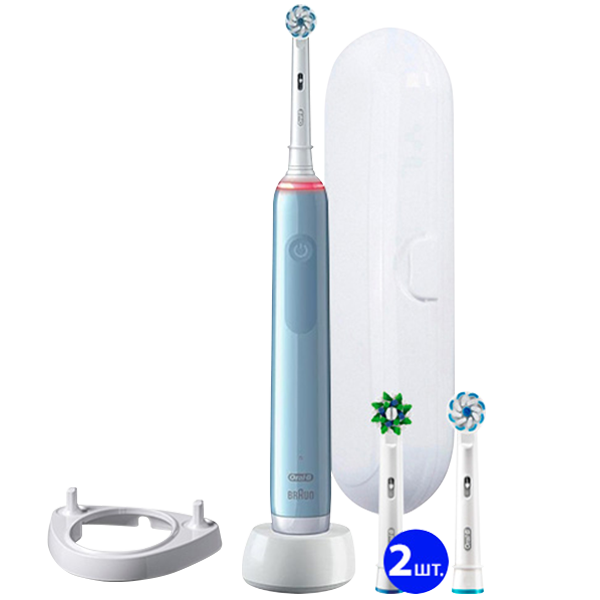 Електрична зубна щітка Oral-B D505.513.3 Pro 3 3000 Sensitive Clean Blue (4 нас.) (Футляр, підставка)