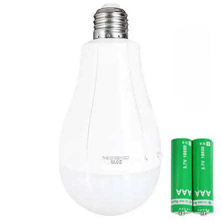 Світлодіодна LED лампочка з акумулятором FA-E3920, 20W, E27, 2x18650, фото 1