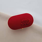 Футляр для обручок оксамитовий червоний з сердечками