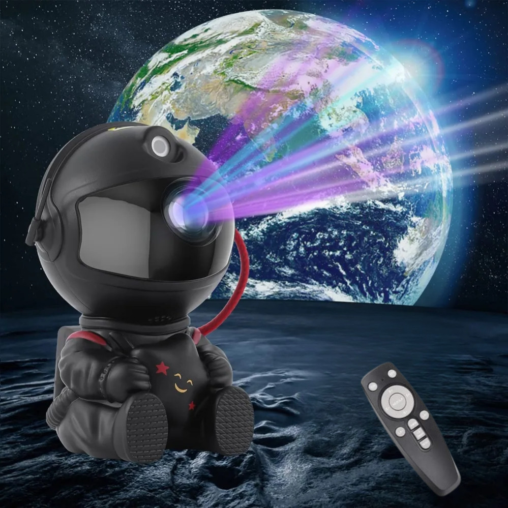 Нічник Астронавт дитячий лазерний проектор зоряного неба світильник Космонавт із Bluetooth колонкою та пультом, фото 1