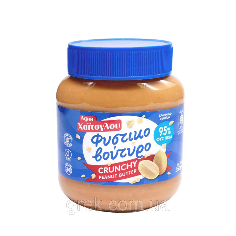 Арахісова паста хрустка (зі шматочками подрібненого горіха) 350 г Haitoglou, фото 1