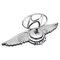 Емблема приціл Hyundai орлині крила (металева LUXE версія) Хром 150г (на скотчі)