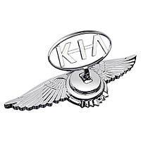 Емблема приціл KIA орлині крила (металева LUXE версія) Хром 150г (на скотчі)