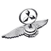 Емблема приціл Mitsubishi орлині крила (металева LUXE версія) Хром 150г (на скотчі)