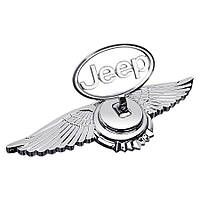 Емблема приціл Jeep орлині крила (металева LUXE версія) Хром 150г (на скотчі)