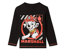 Футболка с длинным рукавом лонгслив для мальчика черная Щенячий патруль Paw Patrol Маршал размер 98-104